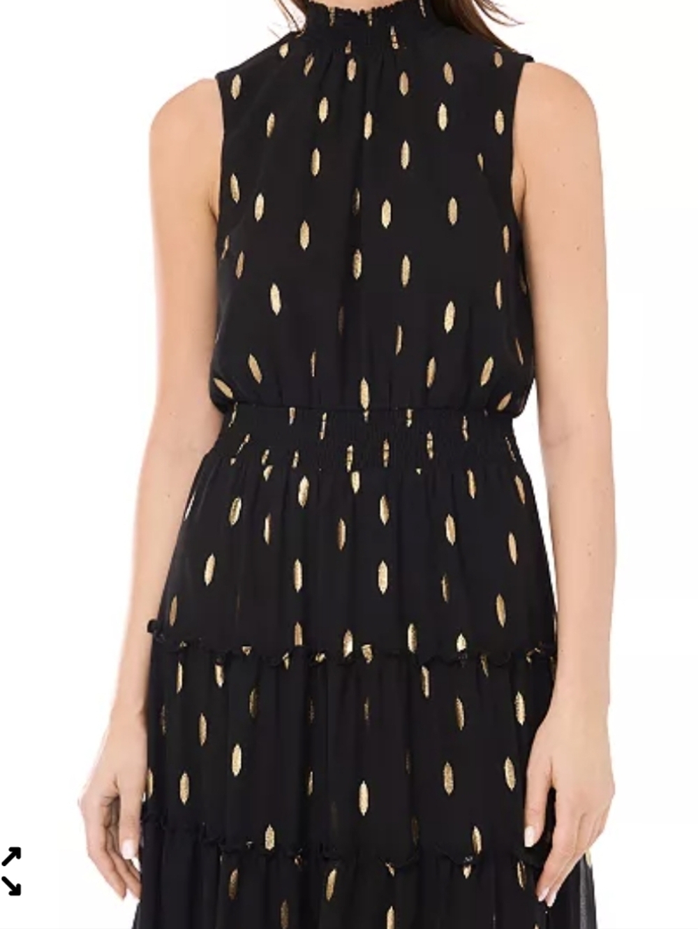 MSK Dress Maxi Dress Sleeveless Navy Gold Dot Print S - Picture 4 of 10